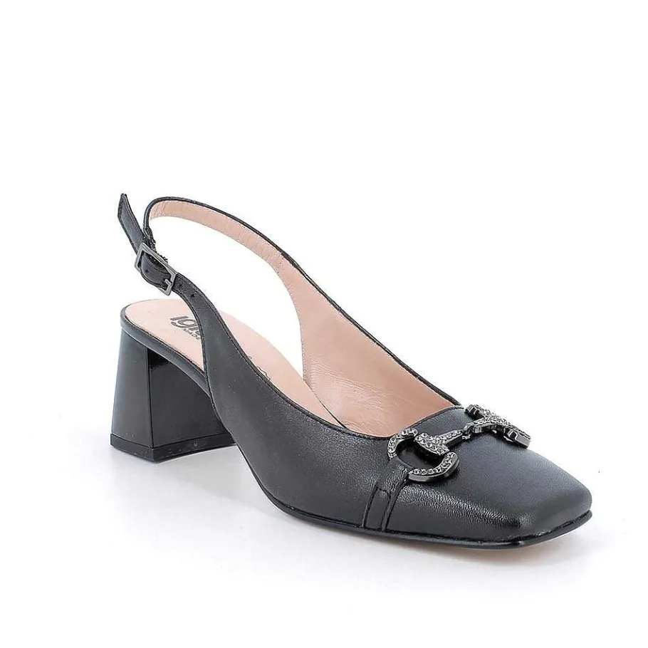 Woman Igi&Co Heeled Shoes-Women'S Black Leather Decollete With Back Strap