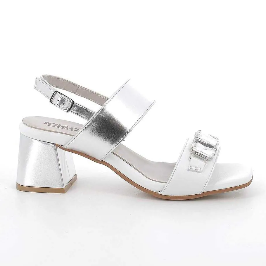 Woman Igi&Co Heeled Shoes-Women'S Heeled Sandals Silver-White