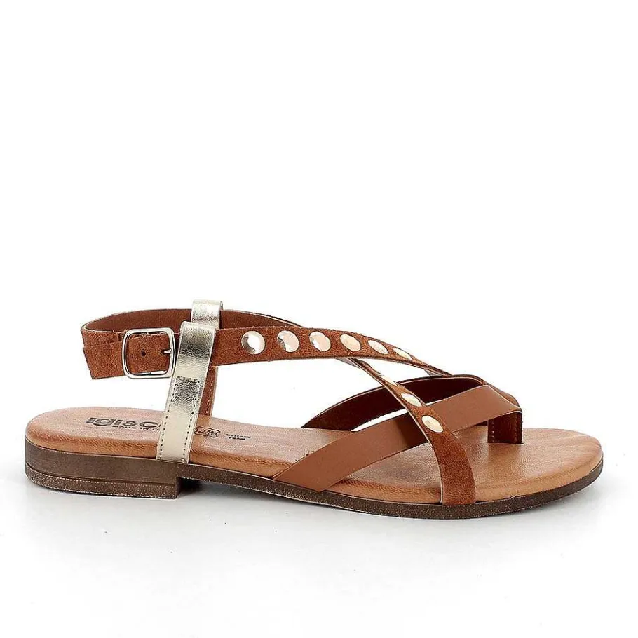 Woman Igi&Co Sandals And Flip Flops-Women'S Leather Flip Flop Sandals Tan