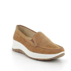 Woman Igi&Co Moccasins And Slip Ons-Women'S Leather Wedge Loafers Tan