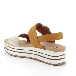 Woman Igi&Co Wedges-Women'S Leather Wedge Sandals Platinum-Camel