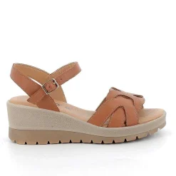 Woman Igi&Co Wedges-Women'S Leather Wedge Sandals Tan