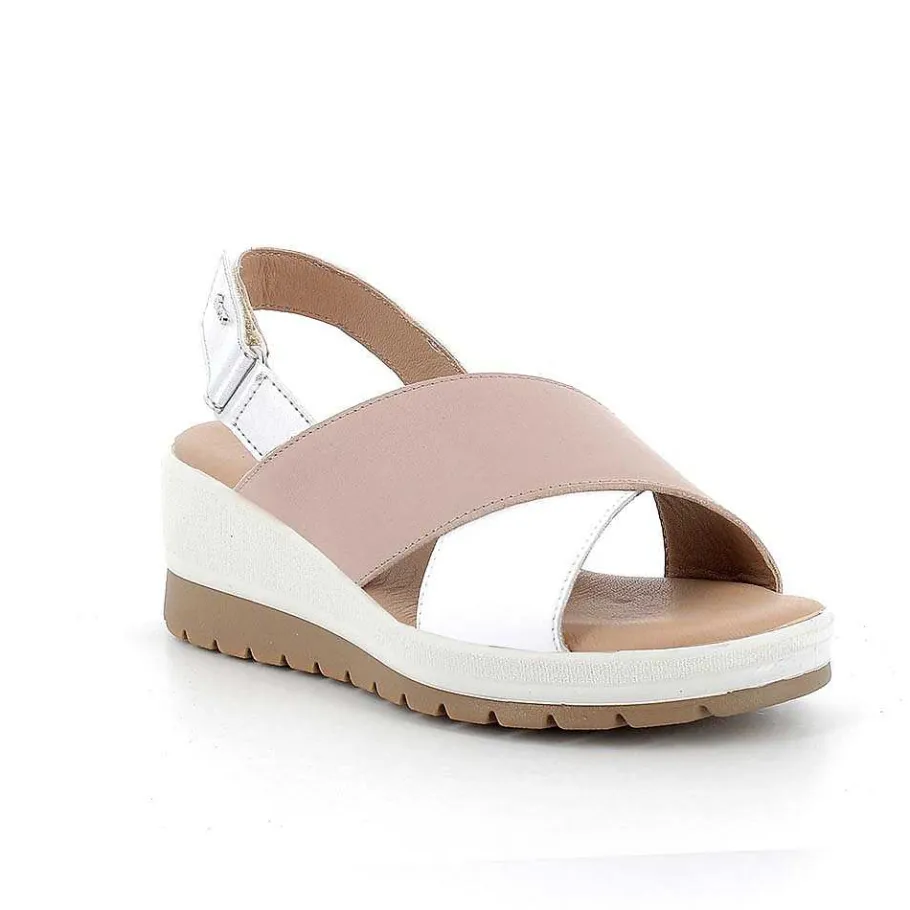 Woman Igi&Co Wedges-Women'S Leather Wedge Sandals Powder-White