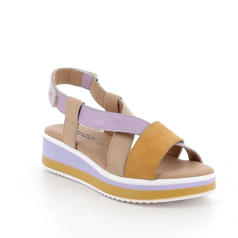 Woman Igi&Co Wedges-Women'S Leather Wedge Sandals Orchidea-Beige