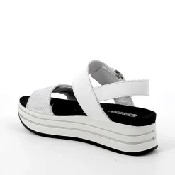 Woman Igi&Co Wedges-Women'S Leather Wedge Sandals Silver-White
