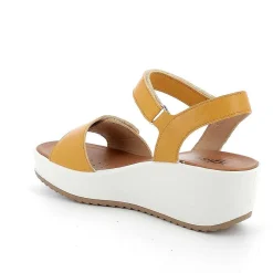 Woman Igi&Co Wedges-Yellow Women'S Leather Wedge Sandals