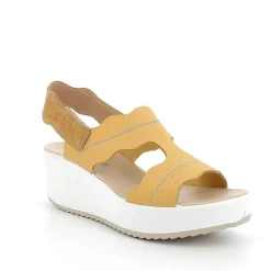 Woman Igi&Co Wedges-Yellow Women'S Leather Wedge Sandals